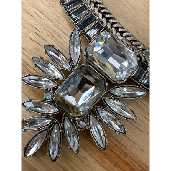 Loft Silver-Tone Crystal Statement Necklace With Rhinestone Accents - Picture 10 of 15
